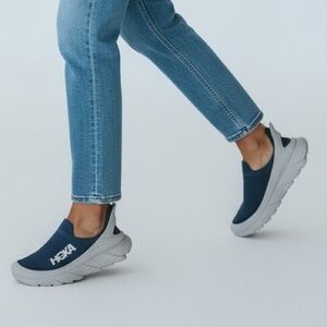 Hoka Slip-On Unisex Restore TC Knit Sneaker in Navy and Taupe